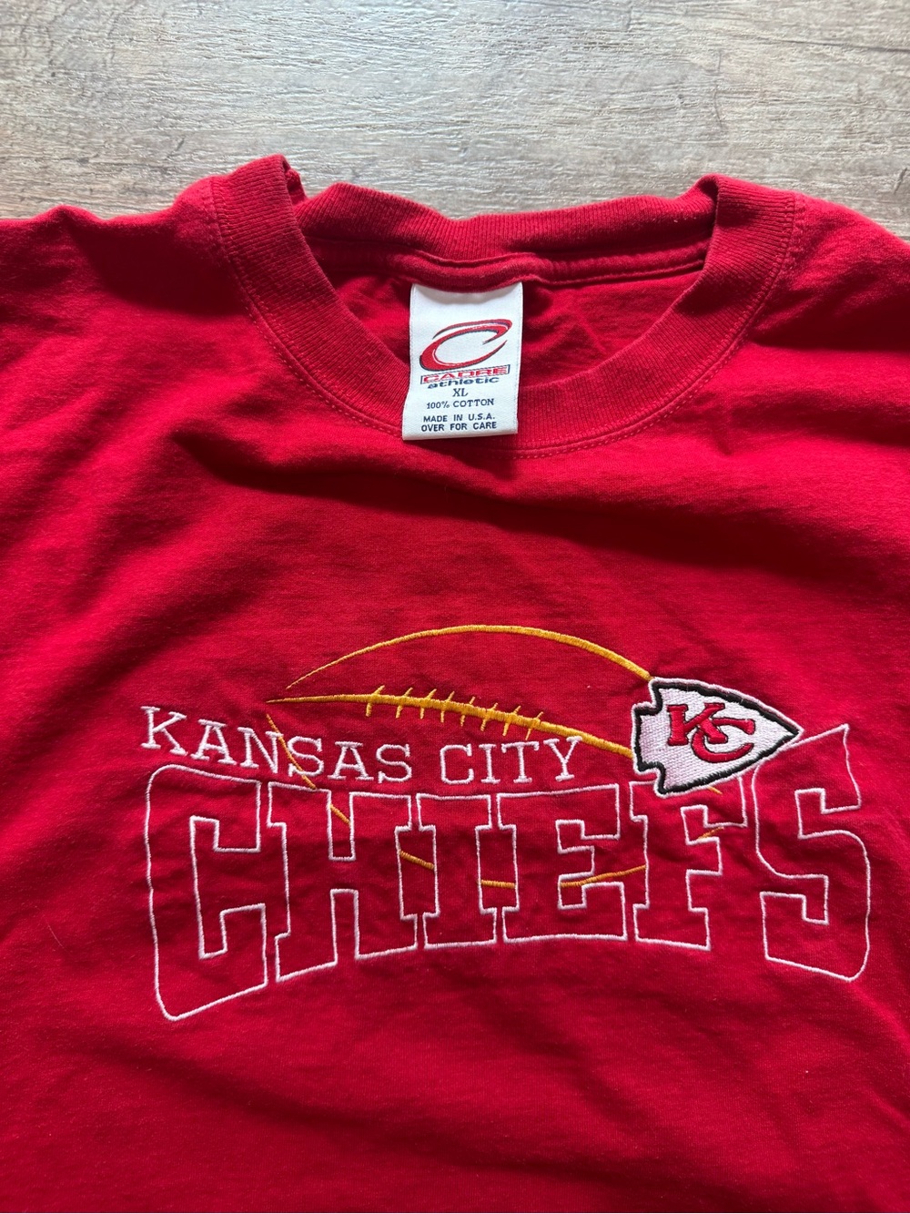 Vintage Made In USA 100% Cotton Mens Kansas City Chiefs Shirt